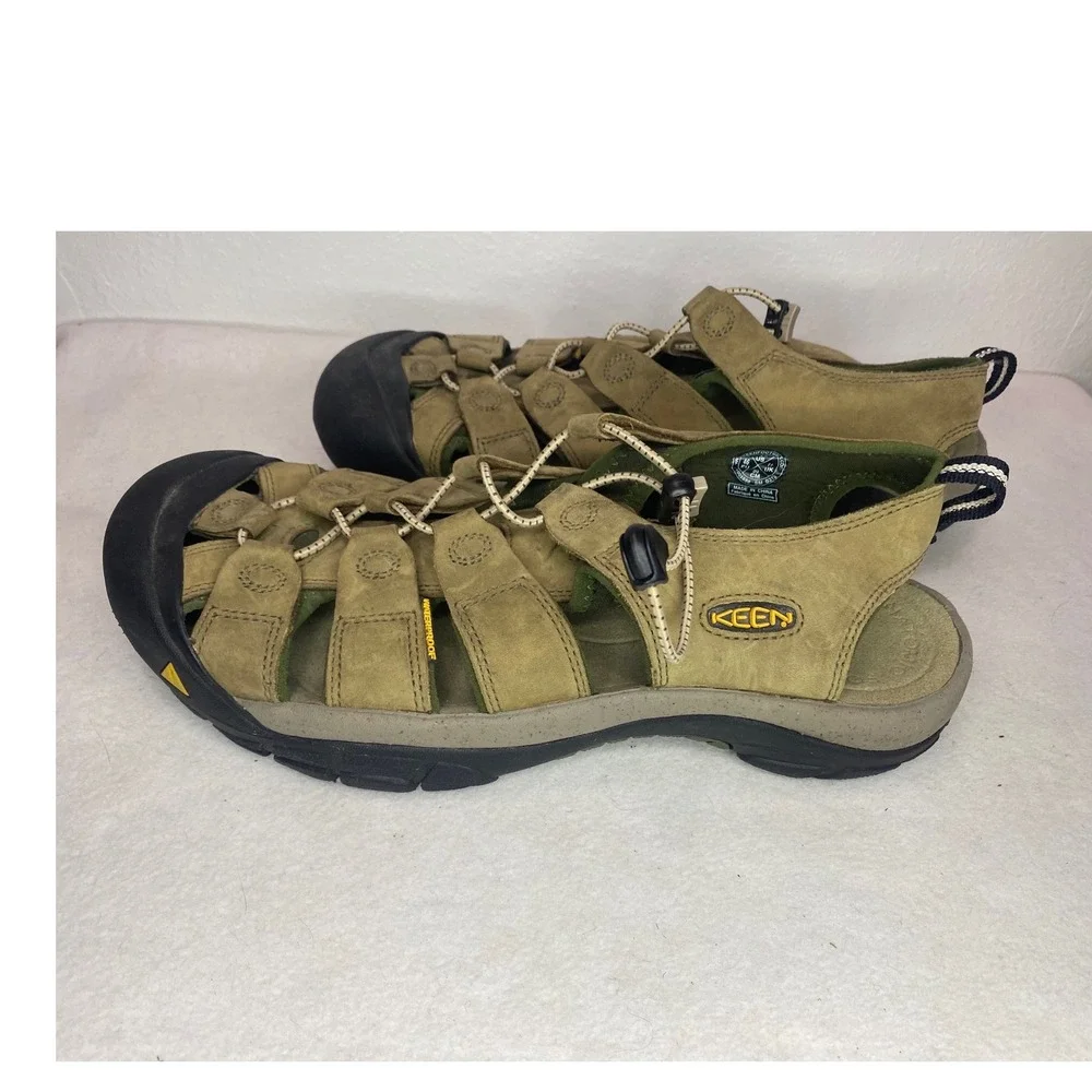 KEEN Newport H2 Sandals Mens 12 Olive Green/ Tan Waterproof Leather Hiking